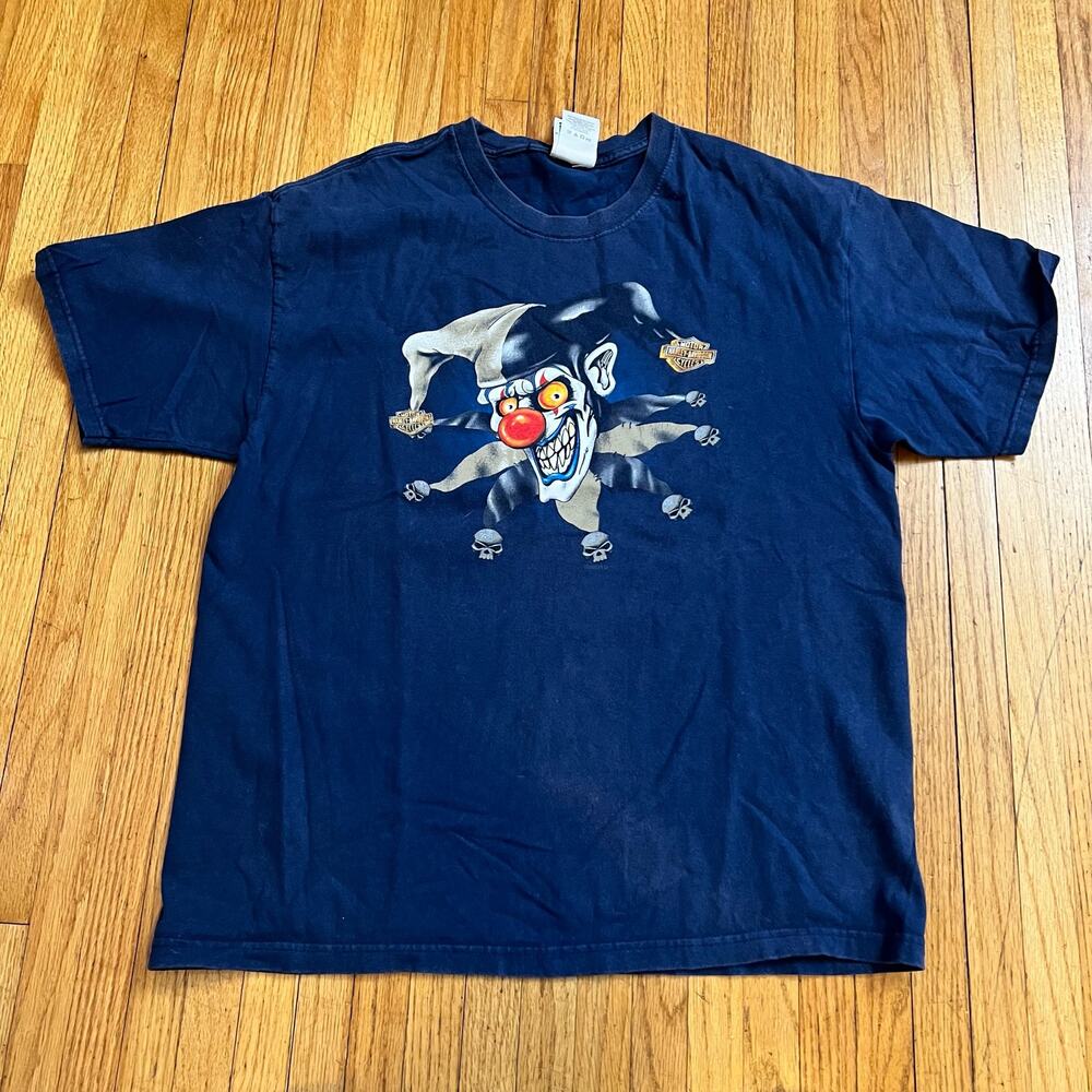 Harley Davidson Shirt Mens Large Jester USA Made Blue St. Croix Wisconsin